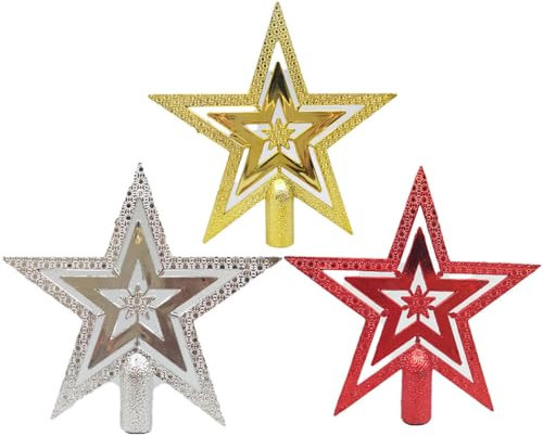 Einfache moderne Sternspitze für Weihnachtsbaum, leicht, 3 Stück, niedliche Retro-Heim-Party-Dekoration, groß