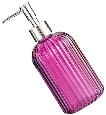 STOBAZA Refillable Glass Soap Dispenser Pump Bottle Creative Lotion and Shampoo Container for Bathroom and Kitchen Pump Design Purple