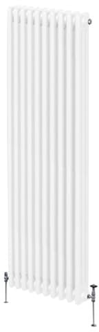 Radiatore Termosifone a 3 Colonne 1800mm x 472mm Moderno Centralizzato Bianco in Acciaio Inox Verticale a Parete Cucina Soggiorno Bagno Kit di Fissaggio e Spazzola Inclusi