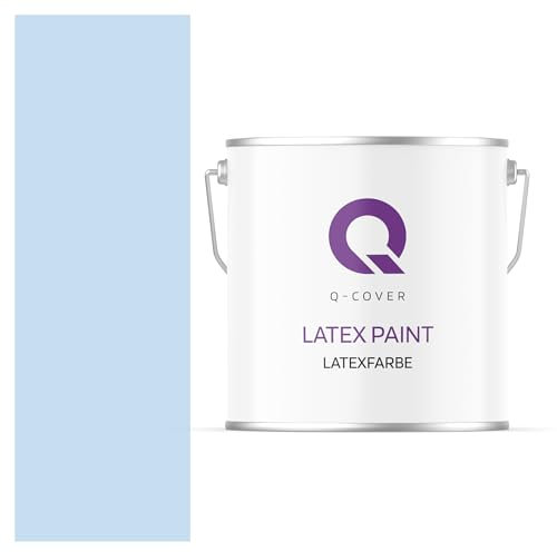 Q-COVER Latexfarbe 5 L Hellblau Innenfarbe Wandfarbe Deckenfarbe Klasse 3 Mattfarbe Scheuerfest Hohe Deckkraft