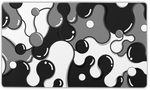 Black White Grey Mouse Pad XL Large Anime Cool Geometric Japanese Extended Desk Mat 60x35 CM Non-Slip Rubber Base Stitched Edge Large Mousepad for Desk Gaming Laptop Desktop,24x14 Inch