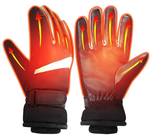 Bestcool USB Beheizte Handschuhe für Herren, Winter Vollfinger Beheizte Skihandschuhe Touchscreen Handschuhe Wasserdicht und Winddicht Thermohandschuhe für Radfahren Laufen Klettern Wandern Outdoor
