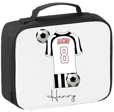Pickhut Personalised Football Team Shirt & Jersey Kit Lunch Bag Back to School Gift for Kids, Customised with Name/Number/Text Boys Lunch Box (D13)
