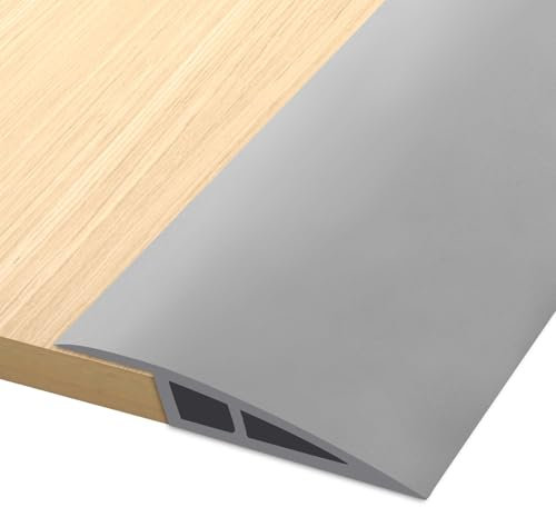 Hengrongshen PVC Türschwellen Leiste, 1M * 5CM Übergangsprofil Selbstklebend, Übergangsleiste Boden Höhenausgleich Abdeckleiste für Parkettböden Laminate Schwellen (Grau, für 5mm bis 10mm)