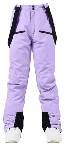 SnowElve Damen-Skihose, isolierte Schneehose, wasserdicht, Winter, Outdoor, Wanderhose, verstellbare Taille, Snowboardhose (TY-2021-2, Lila, L)