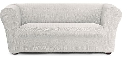 ECOMMERC3 Sofaüberwurf für 2-Sitzer, bi-elastisch, super elastisch, Chester und Klippan – Sofabezug, Ecru, verschleißfest, atmungsaktiv, maximale Passform mit Schaumstoffen und Gummibändern