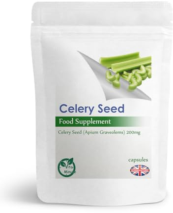 100 x Celery Seed 200mg Capsules | Apium Graveolens Seed Easy Swallow Capsule | UK Manufacturer | Letterbox Friendly