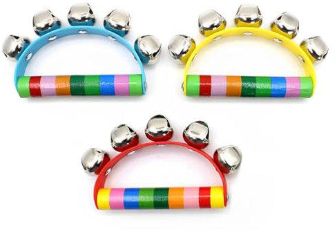 CPJJ 3 Stück Weihnachts-Hand-Glocken,Schlittenglocken,Griff,Shaker, Rasseln,Musik-Rhythmus,Percussion-Instrumente,Musikspielzeug für Kinder