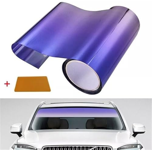 Film de protection solaire pour fenêtre de voiture, 150 cm x 20 cm - Bandes colorées progressives - Pour pare-brise de voiture - Pare-soleil de voiture - Bandes teintées autocollantes (violet)