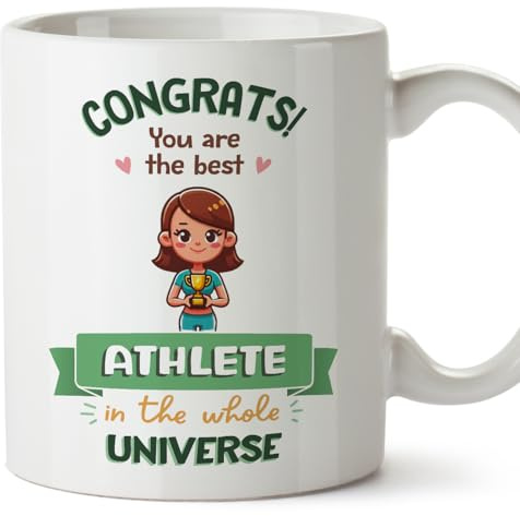 MUGFFINS Athlete Woman Mug - in English - Best in Universe Trophy - Funny Gift for Colleagues - Ceramic 11oz Mug