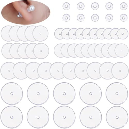 AFCJLTO 60pcs Gemischte Größe Anti Wildfleisch Disc Wildfleisch Piercing No Pull Piercing Disc Wildfleisch Plättchen OhrringverschlüSse(3/5/7/9/12/14mm)