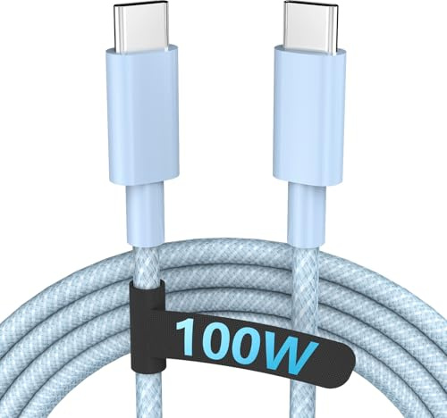 TIGOJH USB C to USB C Cable, Type C Charging Cord Fast Charge(2M,100W), for iPhone 16/16 pro, MacBook and More(USB 2.0,Blue)