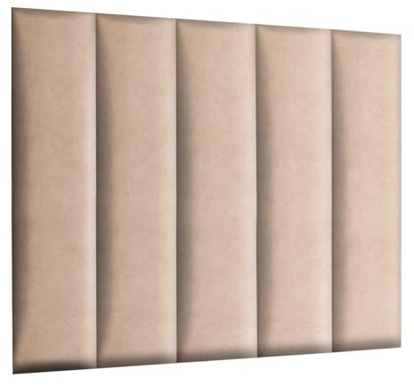 Panneaux muraux 30 x 120 cm rembourrés – très faciles à monter soi-même, en velours, avec rembourrage doux, couleur beige – tête de lit décorative pour chambre, bureau, chambre d’enfant, entrée