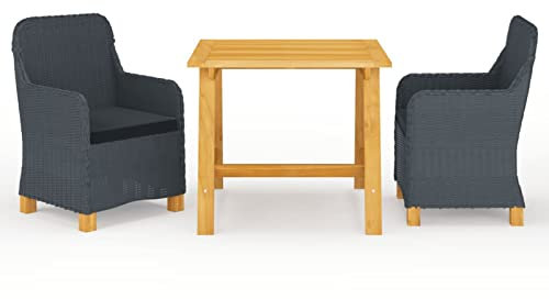 Xichuzi 3-TLG. Garten-Essgruppe Dunkelgrau, Esstisch Mit Stühlen Set, Gartenmöbel Sitzgruppe, Balkon Möbel, Gartenlounge Set, Terrassenmöbel, Balkonmöbel Set - 3068731