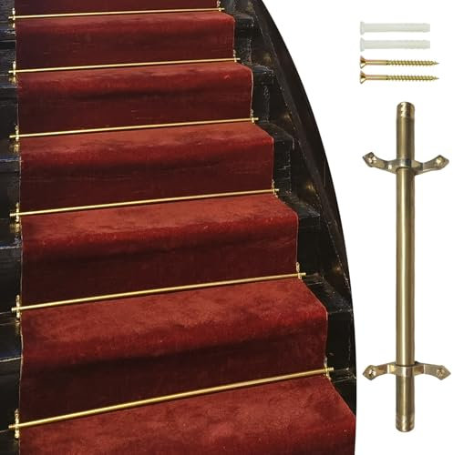 Tige pour Tapis Escalier Tringles D'escalier Rondes pour Tapis D'escalier Laiton Antique Kit de Tringles D'escalier avec Vis Tringles de Fixation Modernes pour Tapis D'escalier pour Fixer Les Tapis D'