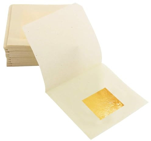 KINNO 10 Blatt Blattgold Essbar 24 Karat Echte Gold 2.5 * 2.5cm zum Basteln Lebensmittel,Kuchen,Backen,Torten Dekorfolie