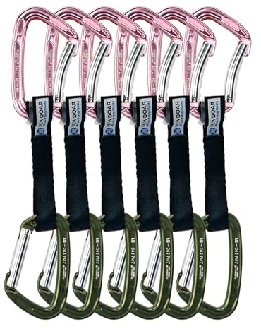 NewDoar Aluminium Express Sets (Gerade/Gebogen) 24KN Leicht mit Key Lock-Schnellverschluss, für alpines Klettern, Sport- und Tradklettern