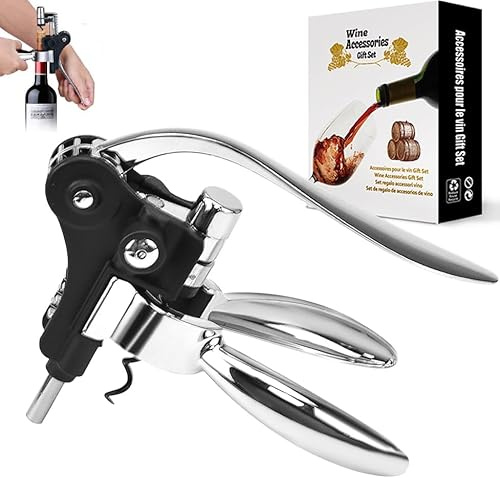 Professioneller Hebelkorkenzieher, Weinflaschenöffner aus Robuster Zinklegierung, Einfacher Korkenzieher für alle Arten von Korken, Ergonomisches Design, Ideal für Weinliebhaber und als Geschenk