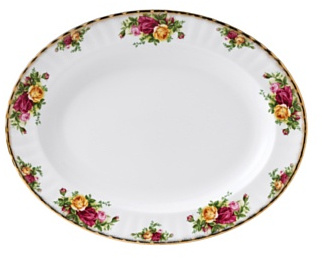 Royal Albert Old Country Roses IOLCOR00109 Oval Dish 33cm White, Fine Bone China