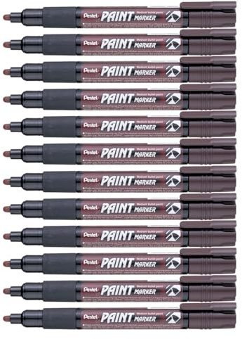 Pentel MMP20-EO Permanent-Marker 2,0 mm Rundspitze Lackmarker, 12 Stück, braun