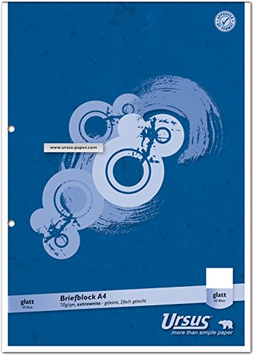 Ursus Basic 608743000 Briefblock A4 50 Blatt 70g/qm blanko, 2-Loch