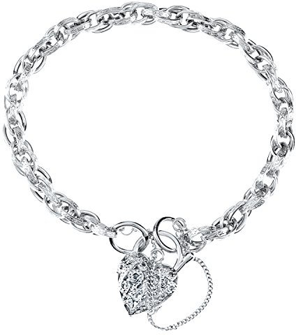 Citerna Padlock Charm 9 CT White Gold Bracelet for Women – Eternal Love Ladies Bracelets with Heart Shaped Padlock & Safety Chain – Handcrafted Heart Bracelet Packaged in Luxury Box