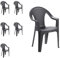 Mojawo 6 Stück Stapelstuhl Gartenstuhl Bistrostuhl Gartensessel stapelbar Rattan-Optik Balkonmöbel Gartenmöbel Anthrazit