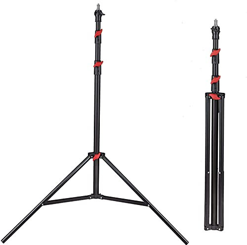 LENCARTA Professional Tripod Light Stand 1.9 m / 79 inches | Aluminium Photography Tripod Stand, Height Adjustable, Foldable and Portable Sturdy Tripod Stand, Matte Black for Studio Lighting
