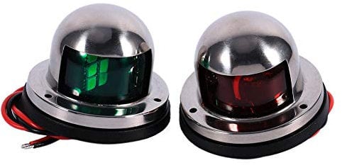 Keenso 1 Paar 12V Bogen LED Navigationslichter für Boote, Marine Yacht Licht LED rot grün, Edelstahl Pontons Segeln Signalleuchten für Boote