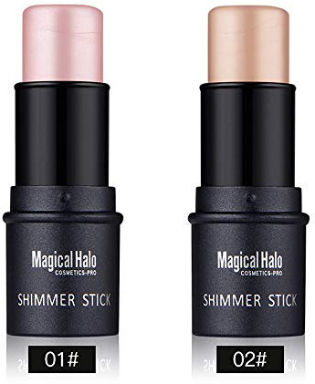 Bronzers Highlighter-Stifte, 2 Farben, schimmernd, Creme, Puder, wasserfest, helle Gesichtskosmetik