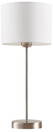 Lindby Tischlampe, Tischleuchte Stoffschirm weiß Nachttischlampe Stoffschirmlampe 1x E27 max. 60W ohne Leuchtmittel Schlafzimmerlampe