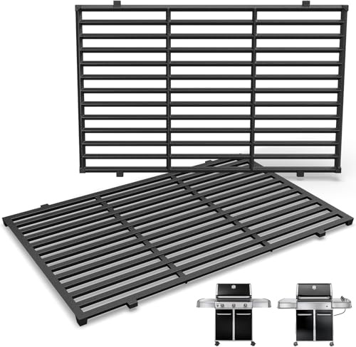 QuliMetal 49,5 x 33cm 7528 Grillrost Gusseisen für Weber Genesis E-310/320/330, S-310/320/330 (2007-2016), Nicht passend für Genesis II/LX E310/340, 2 Stücke