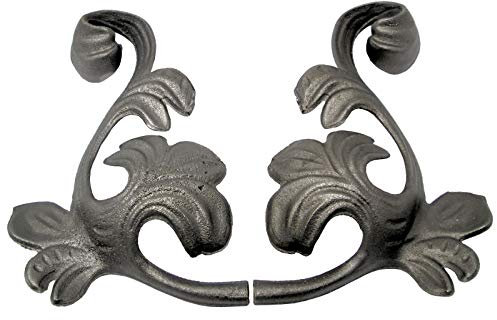 Vintage Zaun- Gartendeko Ranken 1 Paar Zierelemente in Blattform Gußeisen Links + Rechts Element Shabby Chic von SO-Tools®