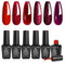 Beetles Red Gel Nail Polish Set Poinsettia Collection 6 Pcs Dark Burgundy Red Glitter Gel Polish Soak Off UV LED Nail Lamp Gel Nail Kit Nail Art Manicure Gifts for Women Girls