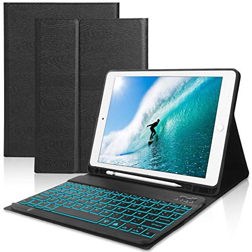 Funda Teclado iPad 10.2 9th Gen 2021, Teclado para iPad 8 Generacion 2020/7 Generacion 2019/iPad Pro 10.5/Air 3, Español Ñ 7 Colores Retroiluminados Bluetooth Inalámbrico Teclado Desmontable, Negro…