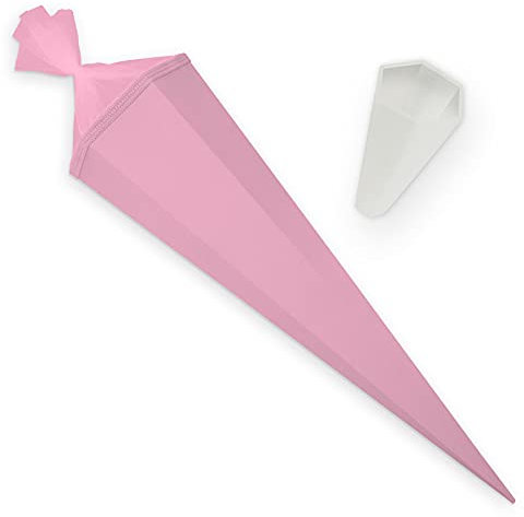 itenga Set Bastelschultüte eckig 85 cm inkl. Spitzenschutz - Schultüte Zuckertüte Rohling 1. Schuljahr (Rosa)