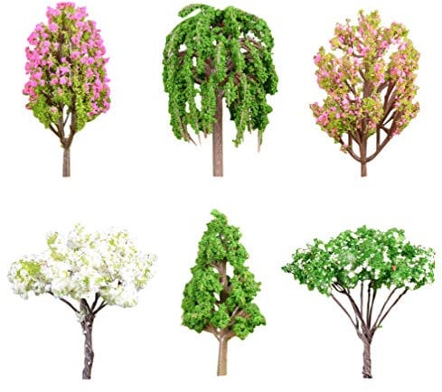 EXCEART 6 Stücke Modell Bäume Miniatur Pflanzen Mini Bäume Deko Mikrolandschaft Modelleisenbahn Modellbau Zubehör Landschaft Puppenhaus Fee Garten Baum Bonsai Dekoration Zufälliger Stil