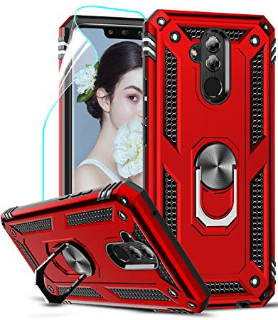 LeYi - Carcasa para Huawei Mate 20 Lite con protector de pantalla, 360°, soporte giratorio militar anticaída reforzado, antigolpes, TPU flexible y PC rígido, protección para Huawei Mate 20 Lite, color