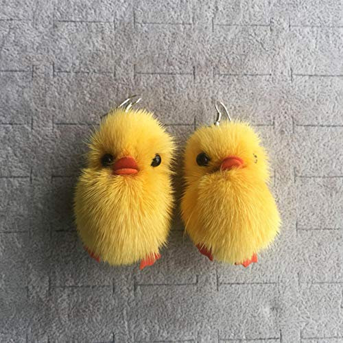Süßes Küken Pom Pom Pom Anhänger Tropfen Ohrringe Für Frauen Flauschige Pelzkugel 3D Cartoon Tier Baumeln Ohrringe Modeschmuck