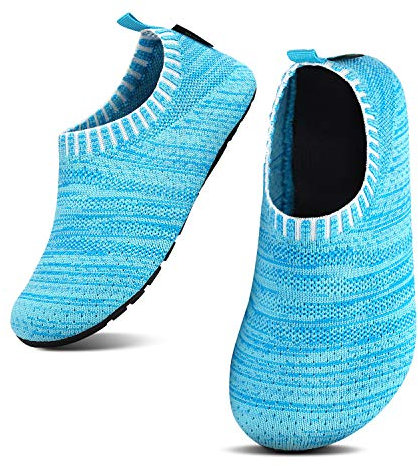 SAGUARO Kinder Hausschuhe Jungen Pantoffeln Mädchen Slippers rutschfest Yoga Kleinkinder Schuhe Unisex-Baby Indoor Weich Walkingschuhe Hüttenschuhe Blau 34/35 EU