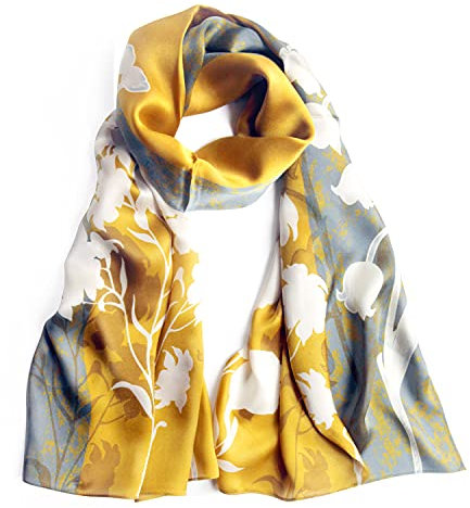 MEISEE Damen Long Scarf Langer Schal, Gelb + Grau, 6721in