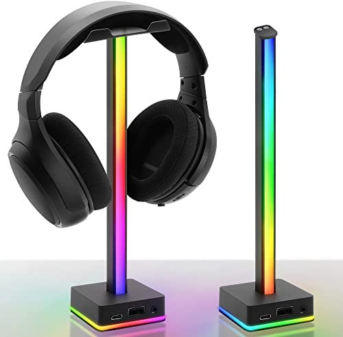 EZDIY-FAB Barre Lumineuse LED USB pour Casque, rétroéclairage RGB, atmosphère de Bureau, 50 Modes de Couleur intégrés, Support pour Casque pour Gamer PC Accessoires Bureau - Noir