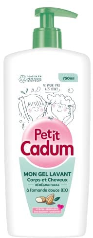 Cadum Petit Cadum Gel Lavant Corps et Cheveux Démêlage Facile à l'Amande Douce Bio, 750 ml (Lot de 1)