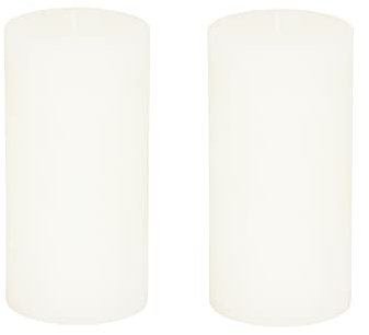 Stumpenkerzen Rustic 2er Set - Stumpenkerze, Blockkerze, Kerze, Adventskranz, Advent - Kein Ruß - Brenndauer: 120 Std. - viele Farben - 10x20 cm (Elfenbein)