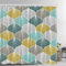 Batmerry Rideau de Douche géométrique, Jaune Moutarde et Vert à Motif rétro, Rideaux de Douche en Tissu imperméable pour Salle de Bain de 182,9 x 182,9 cm.