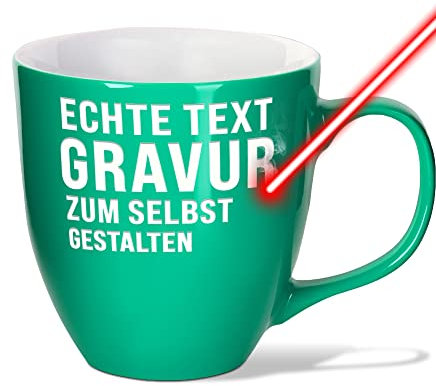 PR Print Royal XXL Jumbotasse gravieren, Hochwertige Porzellan-Tasse mit Gravur, hochglänzende Oberfläche, in Lagoon Blue, 400 ml | Personalisiertes Geschenk