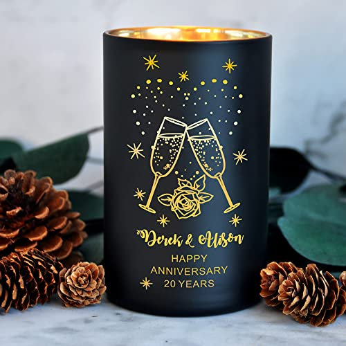 Personalised Candle Cedarwood Cinnamon Sandalwood Gifts for Wedding Christmas Anniversary Birthday Memorial Candle Gift for Her Women Him Men from Wife Husband up to 40 Hours Burn Time (Design 01)