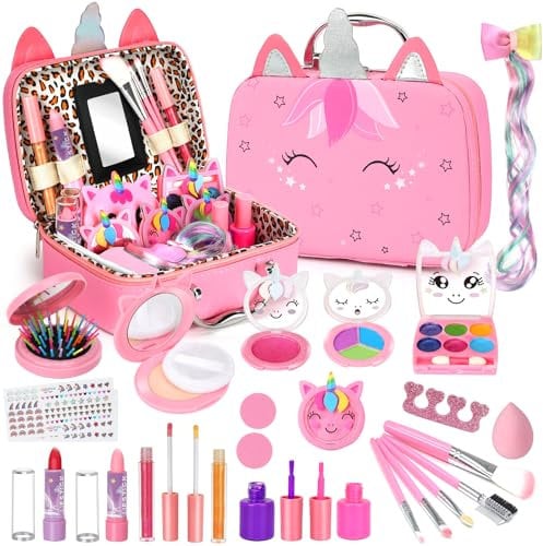 Kinderschminke Schminkkoffer Mädchen Schminke Spielzeug - Kinderschminke Set Schminke Kinder Schminktisch Geschenk Spielzeug ab 3 4 5 6 7 8 9 10 11 12 Jahre
