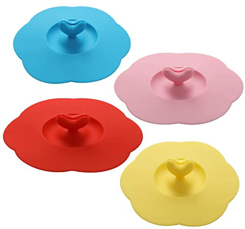 4 Pcs Silicone Glass Cup Covers Love Heart Shape Cup Lids Anti Dust Drink Cup Lids for Glass Cup Coffee Cup Beer Mug Wine Glass