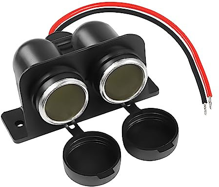 MEIRIYFA Auto Zigarettenanzünder Steckdose Ersatz Doppelloch mit wasserdichter Abdeckung für DC 12V Motorräder Auto Boot ATV LKW Marine (schwarz)